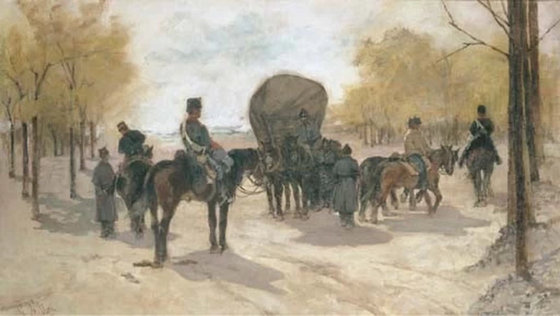 Soldati con un carro